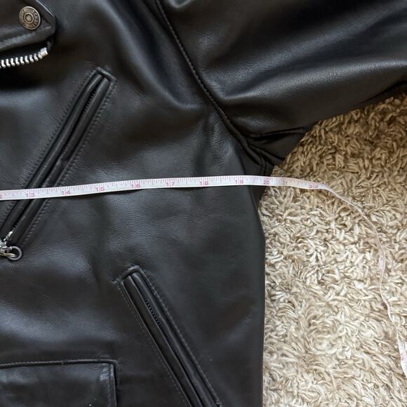 Vintage Schott Perfecto Black Leather Motorcycle Jacket Made In USA Size 42 Long - Picture 11 of 16